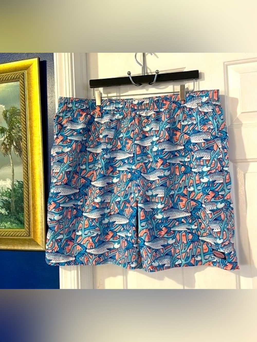 Men’s Vineyard Vines Bonefish In Coral Chappy Swim Trunks Size XXL